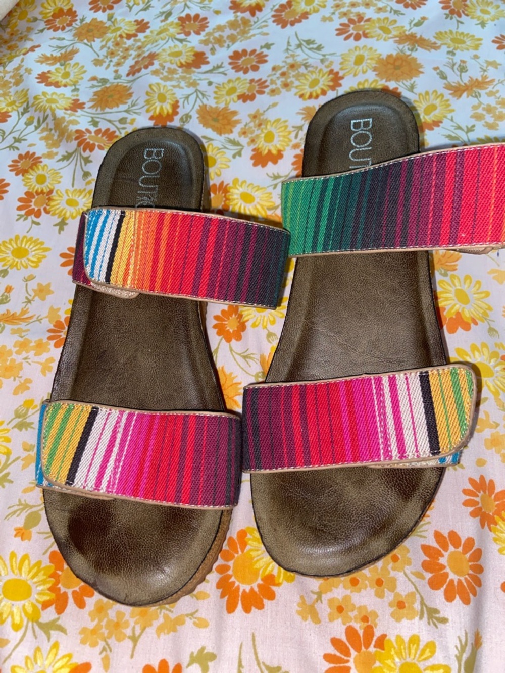 MARLEY REGGAE PLATFORM SANDALS Boutique Striped cork Summer Festival - Picture 2 of 7